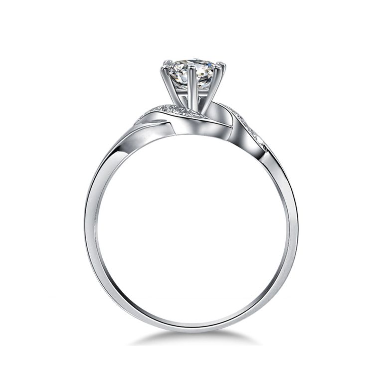 Bague Solitaire Enlacée - Bague Elliptique Platine & Diamants | Gemperles - 3