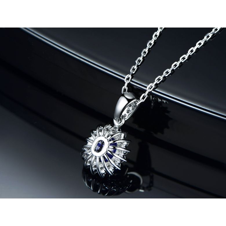 Pendentif Or blanc diamants et saphir 1.50cts - 5