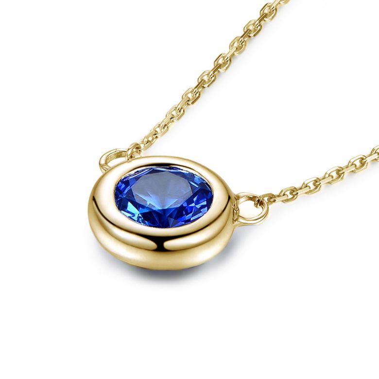 Collier pendentif solitaire saphir Or jaune. Soli blue - 3