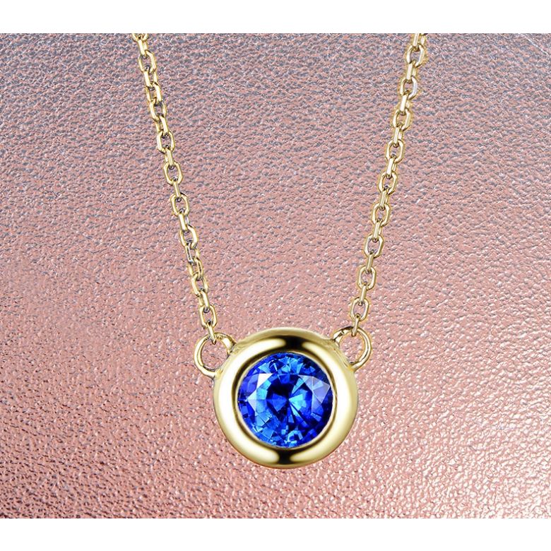 Collier pendentif solitaire saphir Or jaune. Soli blue - 4