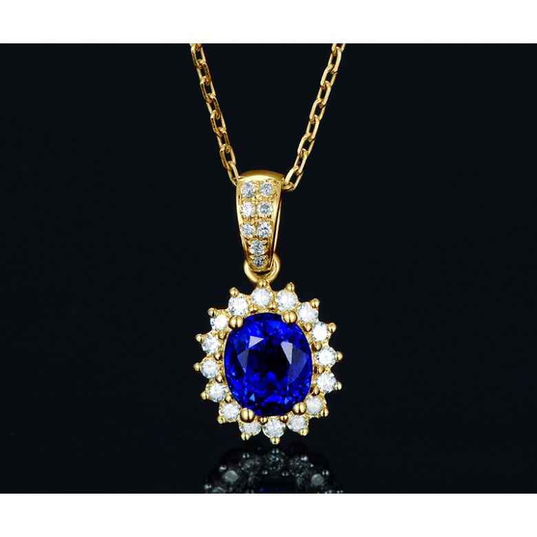 Pendentif Or jaune diamants et saphir 1.50cts - 6