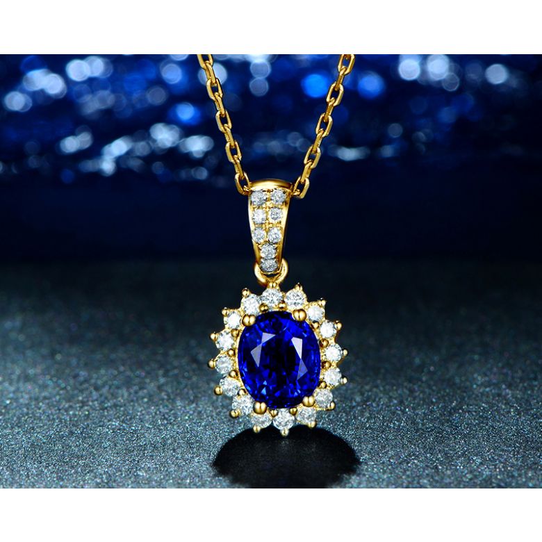 Pendentif Or jaune diamants et saphir 1.50cts - 8