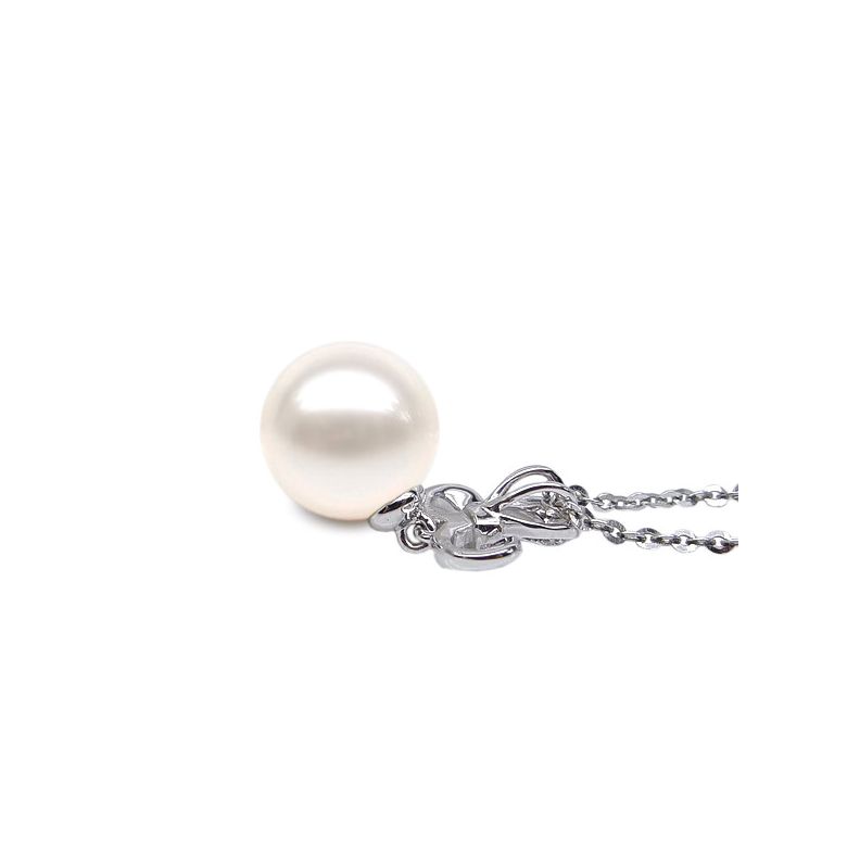 Pendentif noblesse - Armoiries en or blanc, diamants - Perle blanche - 3