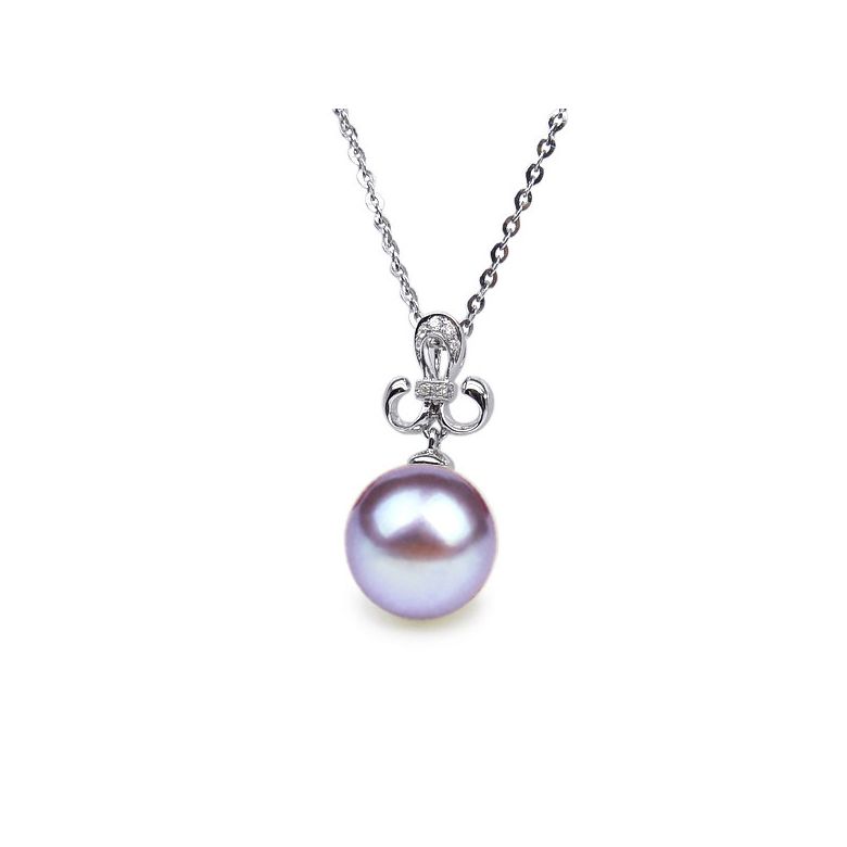 Pendentif noblesse - Armoiries en or blanc, diamants - Perle blanche - 7
