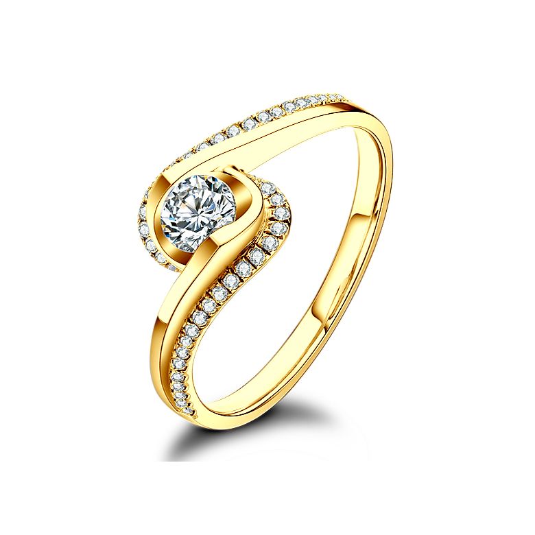 Solitaire A Une Passante -  Diamants & Or Jaune - Baudelaire  | Gemperles - 1