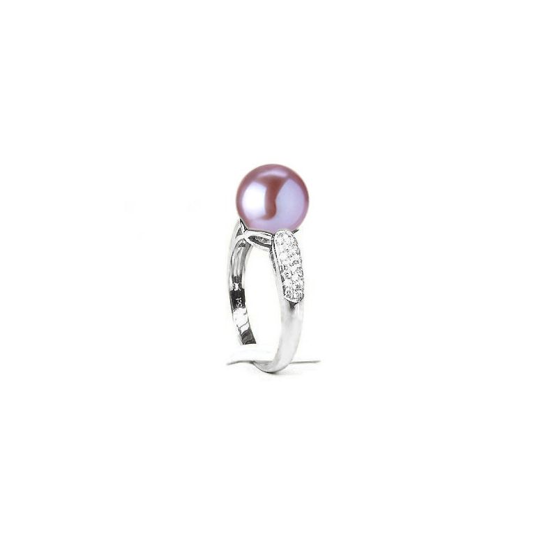 Bague Cyrène. Perle Lavande Or blanc, Diamants - 2