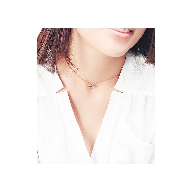 Pendentif fleur Or rose -  Rubis et Diamants en pendeloque - 2