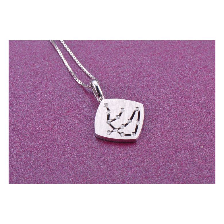 Pendentif signe du zodiaque - Constellation verseau - Or blanc - 2