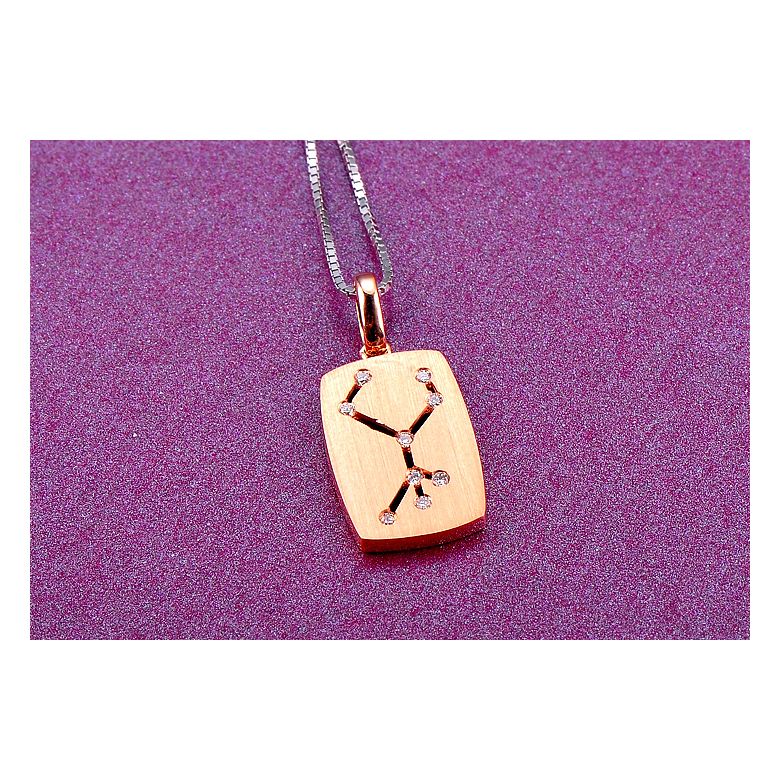 Pendentif constellation du zodiaque - Signe de la vierge - Or rose - 3